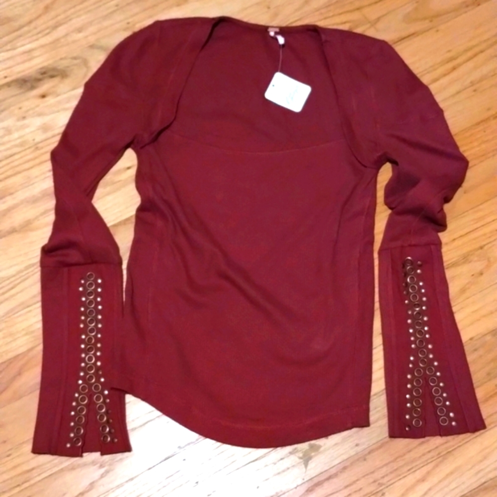 NWT Free People A Little Unruly Top in Red Jasper Sz S Free shipping👍 - Picture 3 of 12